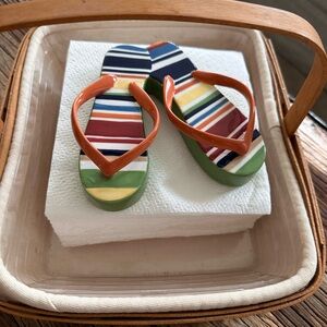 Longaberger Pottery “Sunny Days” Flip Flops Napkin Weight